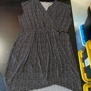 Michael Kors Black and White Polka Dot Belted Dress